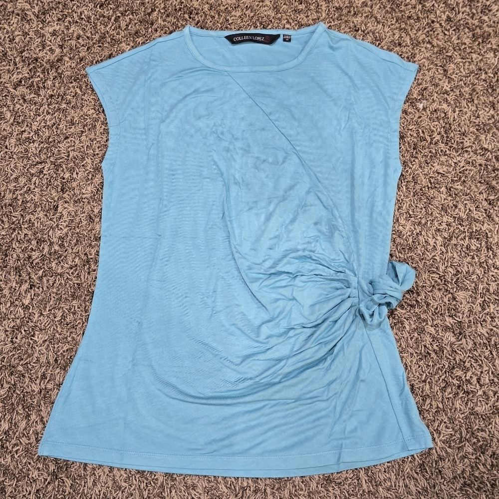Colleen Lopez NWOT Blue Sleeveless Side Tie Top Size XS Dressy